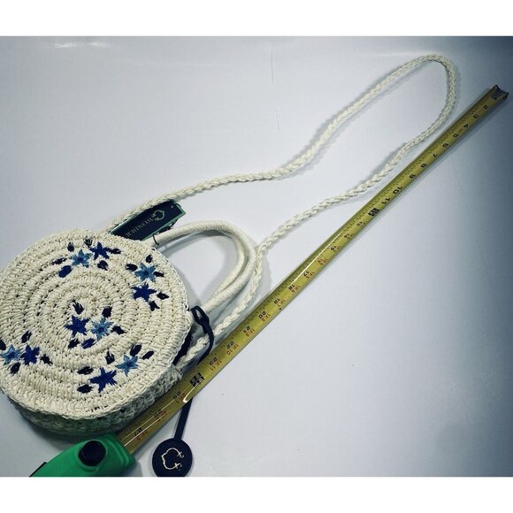 NWT Wonder Small Natural Woven Straw Round Crossbody Shoulder Bag Purse - Picture 4 of 9